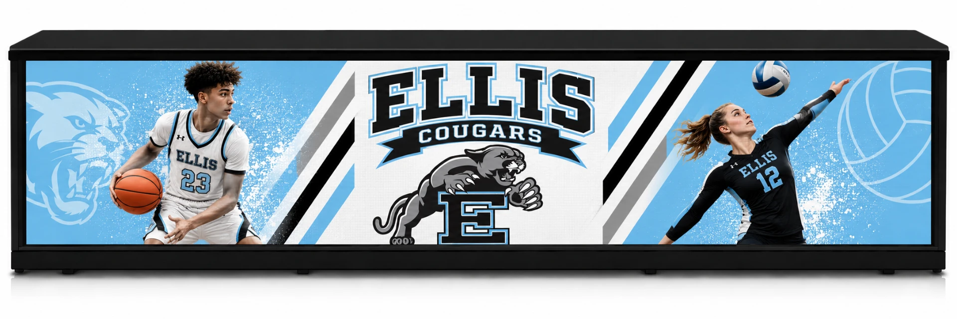 Rendering of the new 12 ft. Ellis Cougars LED scorers table for the gym